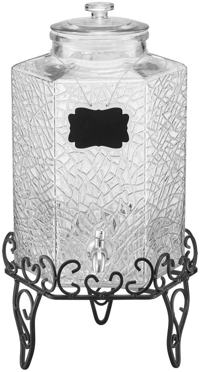 Alt view image 16 of 16 - Beverage Dispenser, 2.5 Gallon Drink Dispensers for Parties, Glass Juice Dispenser with Metal Stand, Stainless Steel Spigot, Iced Tea Lemonade Juice Water Dispensers for Parties