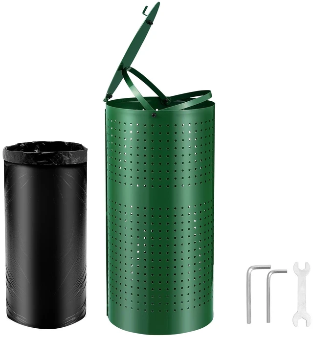 Alt view image 8 of 8 - Dog Poop Trash Can with 50 Liner Bags, 11.5 Gallons Outdoor Dog Waste Bin with Lid & Liner Clip for Pet Waste Station, Dog Waste Disposal Container for Garden Backyard Park