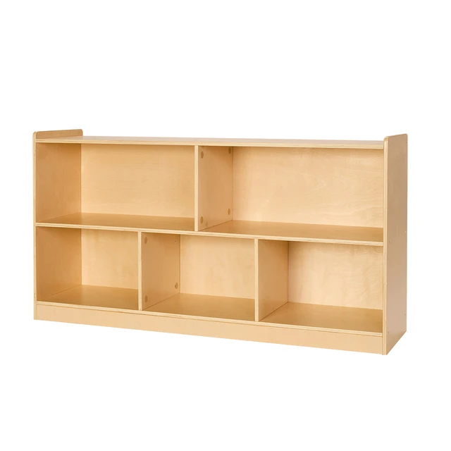 Alt view image 2 of 2 - Toy Storage Organizer 2-Tier Cabinet 5 Section Cubbies for Home School Brown