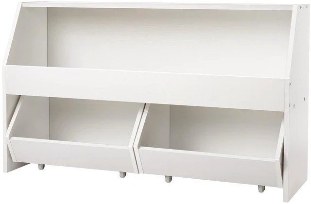 Alt view image 9 of 9 - Toy Storage Organizer Wooden Bookshelf with 3 Section Cubbies Mobile Drawers