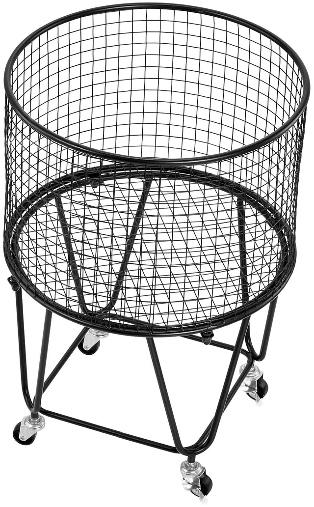Alt view image 9 of 9 - Vevor Laundry Cart, Rolling Round Grocery Utility Cart with 360° Swivel Wheels, 60 LBS Large Load Capacity, Heavy Duty Carbon Steel Shopping Basket for Laundry, Shopping, Camping, Grocery, Luggage