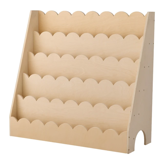 Alt view image 2 of 2 - Kids Bookshelf 5-Tier Scalloped Wooden Front Facing Montessori Toddler Bookcase