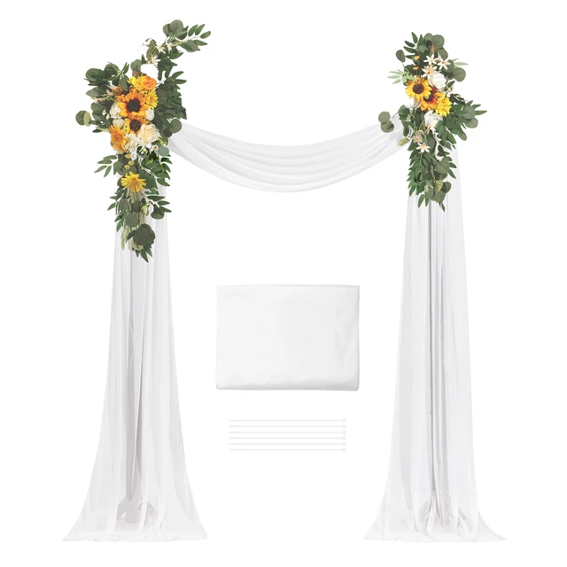 Alt view image 15 of 15 - VEVOR Artificial Wedding Arch Flowers Kit (Pack of 3) with 21Ft Wedding Arch Draping Fabric,Arch Flowers for Wedding Ceremony and Reception Backdrop Wedding Decoration (Sunflower)