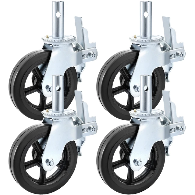 Alt view image 8 of 8 - 4 Pack 8 Inch Iron Core Polyurethane Swivel Caster With Dual Locking Brake Adjustable Legs 1100LBS Capacity per Wheel