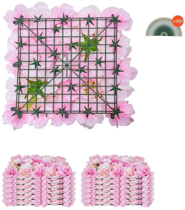 Alt view image 8 of 8 - 3D Flower Wall Panel, 12 PCS 15 x 15 inch, Artificial Floral Wall Background Mesh Backing Mat,Seamless Design&Easy Installation for Wedding Valentines Day Home Baby Party Backdrop Decor,Pink