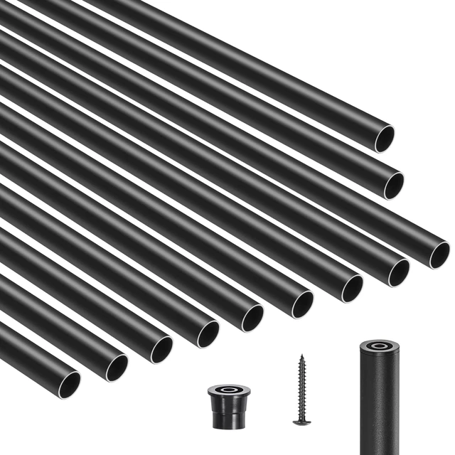 Alt view image 9 of 10 - Staircase Balusters 101 Pack, 26 In Aluminum Stair Balusters, 3/4 Inch Water-Proof Round Metal Spindle Railing, Hollow Deck Railing with Rail Caps & Screws for Stairs, Porch, Patio, Matte Black