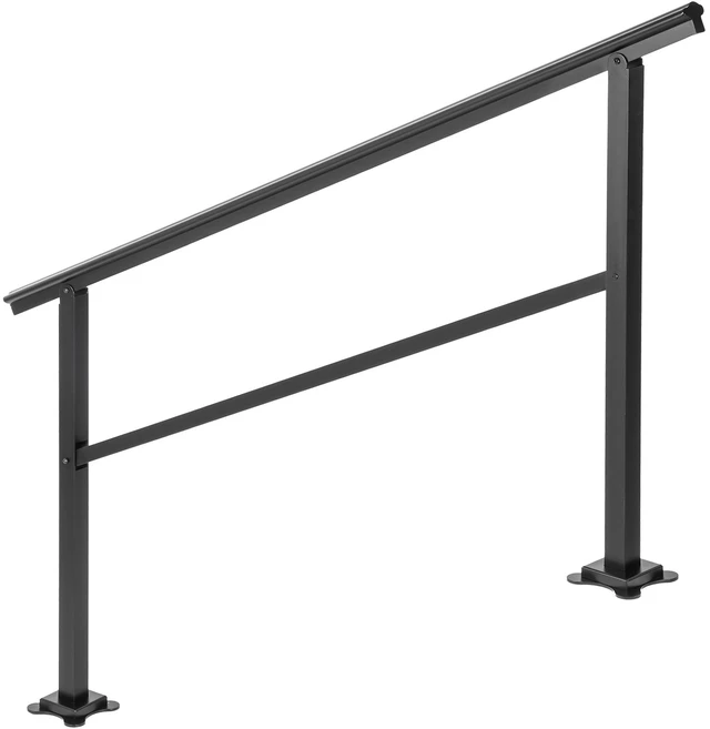 Alt view image 8 of 8 - Outdoor Handrail 165LBS Load Handrail Outdoor Stairs Aluminum Stair Handrail 60 x 35" Outdoor Stair Railing Transitional Range from 0 to 30° Staircase Handrail Fits 4-5 Steps with Screw Kit