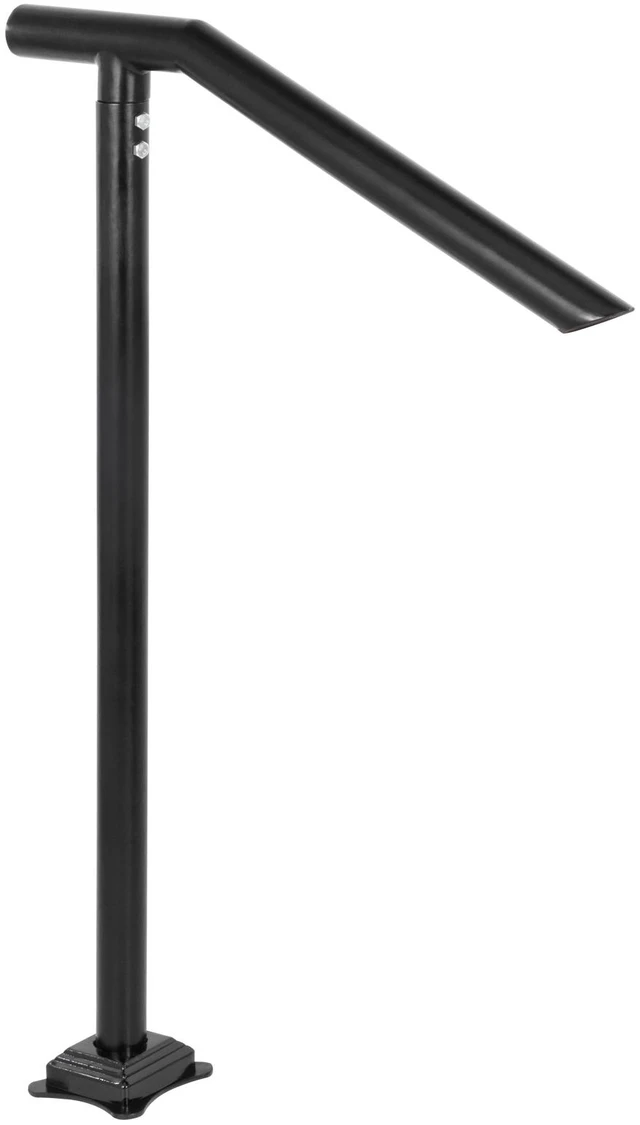 Alt view image 8 of 8 - 3Ft Step Railing, Iron Stair Handrail Floor Mounted Sturdy Black Arched Handrails for Outdoor Indoor Steps Fits 2 to 3 Steps