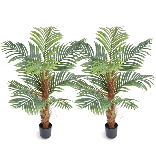 Alt view image 8 of 8 - Artificial Palm Tree, 4 FT Tall Faux Plant, Secure PE Material & Anti-Tip Tilt Protection Low-Maintenance Plant, Lifelike Green Fake Tree for Home Office Warehouse Decor Indoor Outdoor