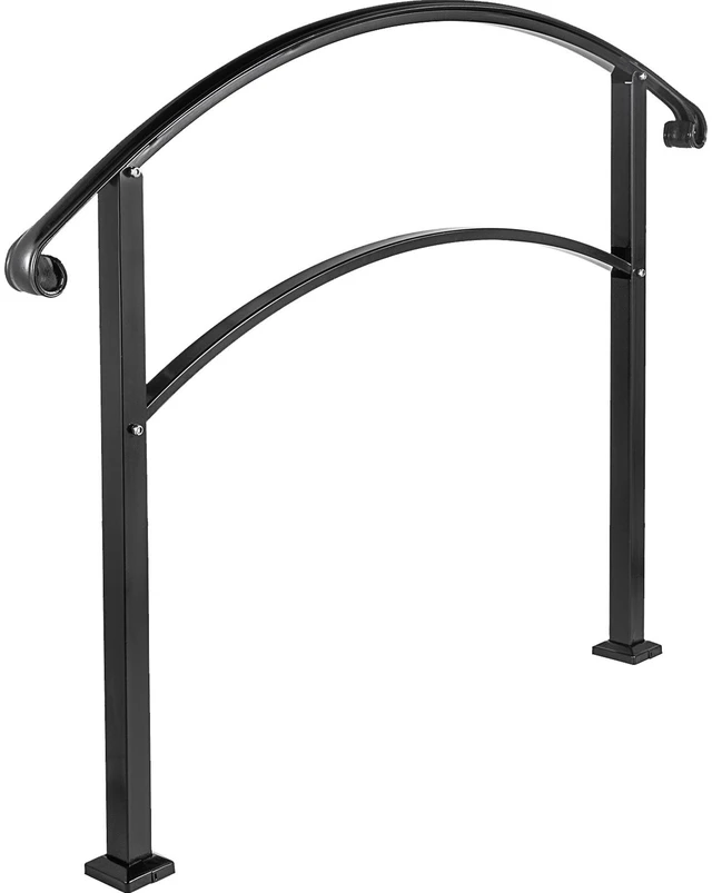 Alt view image 15 of 15 - VEVOR Handrails for Outdoor Steps, Fit 1 or 5 Steps Outdoor Stair Railing, Black Wrought Iron Handrail, Flexible Front Porch Hand Rail, Transitional Handrails for Concrete Steps or Wooden Stairs