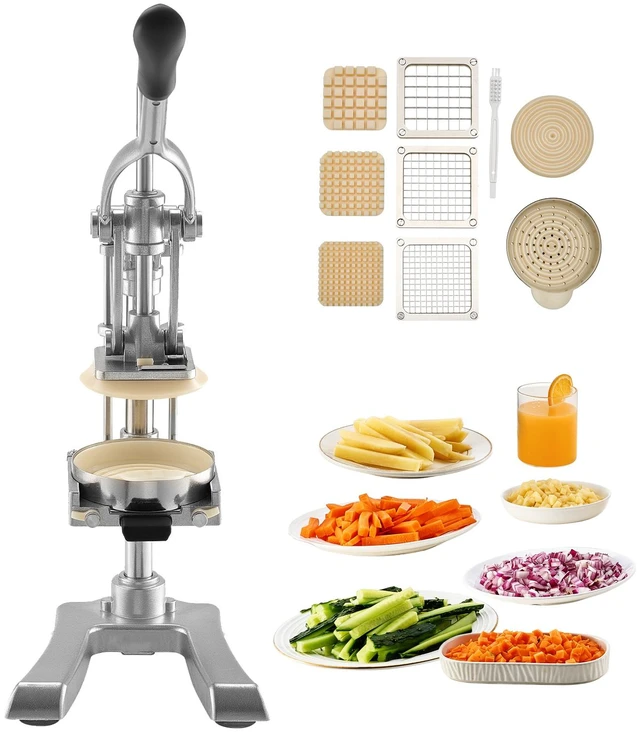 Alt view image 8 of 8 - VEVOR Commercial French Fry Cutter Vegetable Chopper with 3 Blades and 1 Juicer