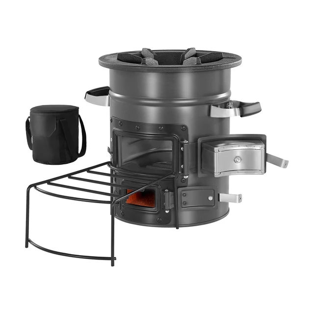 Alt view image 9 of 9 - VEVOR Camping Rocket Stove Wood Burning Portable Rocket Stove with Double Door