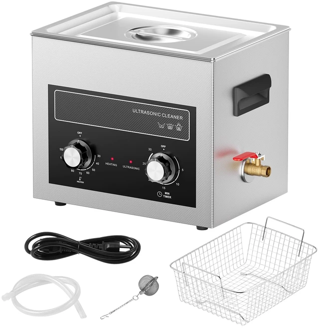 Alt view image 8 of 8 - 10L Ultrasonic Cleaner with Heater Timer & Basket, Professional Digital Sonic Cavitation Machine, 240W Cleaning Machine for Lab Tools, Metal Parts, Carburetor, Brass, Auto Parts, Engine Parts