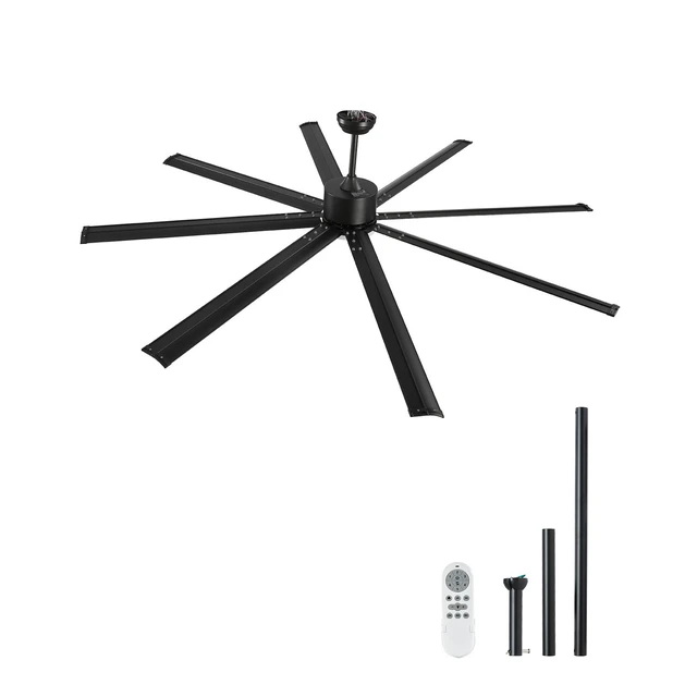 Alt view image 8 of 8 - 84 Inch Ceiling Fan with Light, 6-Speed Remote Control, Dimmable 3-Color Temperature, Reversible DC Motor, Modern Low Profile Flush Mount Fan for Bedroom, Living Room, Indoor/Outdoor Use, Black