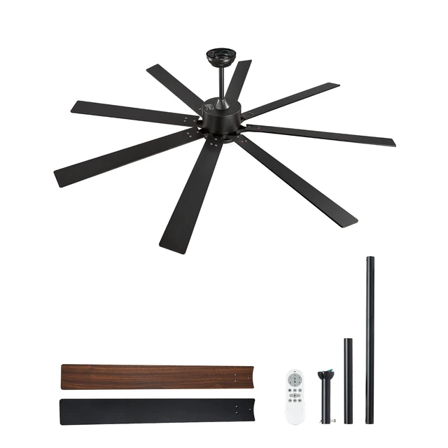 Alt view image 8 of 8 - VEVOR 72 Inch Ceiling Fan with Light, 6-Speed Remote Control, Dimmable 3-Color Temperature, Reversible DC Motor, Modern Low Profile Flush Mount Fan for Bedroom, Living Room, Indoor/Outdoor Use, Black