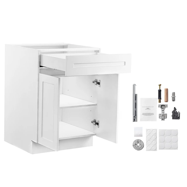Alt view image 8 of 8 - VEVOR Shaker Base Cabinet 24" W x 24" D x 34.5" H Ready to Assemble with Drawer White