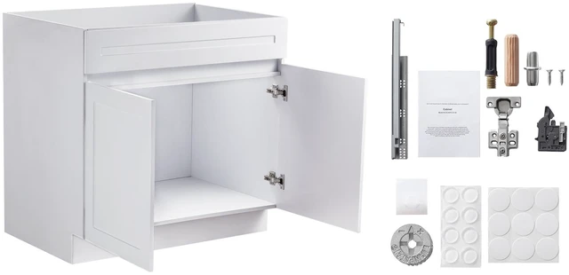 Alt view image 8 of 8 - VEVOR Shaker Base Cabinet 36" W x 24" D x 34.5" H Ready to Assemble Cabinet White