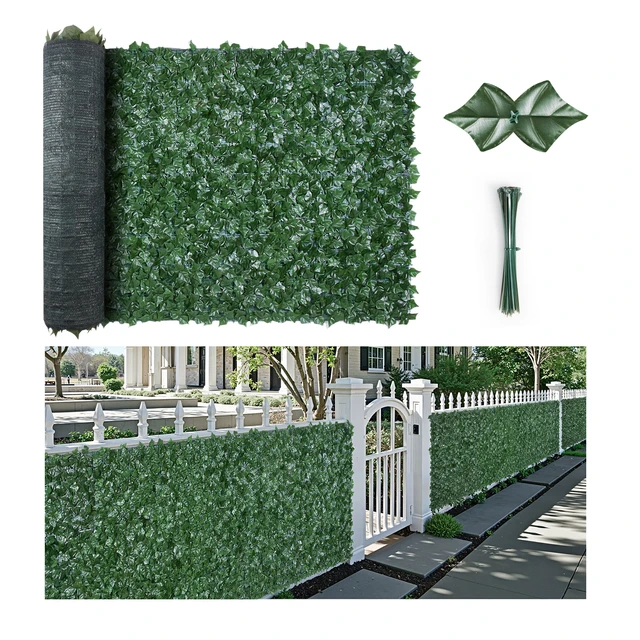 Alt view image 16 of 16 - Ivy Privacy Fence, 59 x 158in Artificial Green Wall Screen, Greenery Ivy Fence w/ Mesh Cloth Backing and Strengthened Joint, Faux Hedges Vine Leaf Decoration for Outdoor Garden, Yard, Balcony