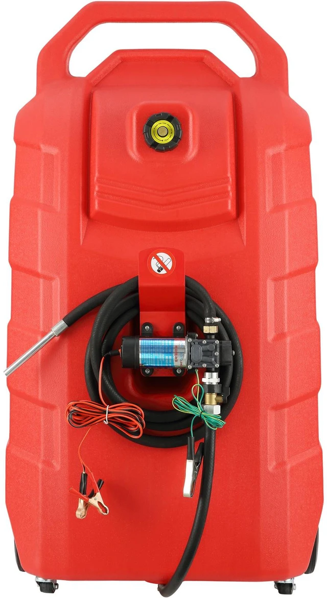 Alt view image 8 of 8 - Fuel Caddy, 32 Gallon, Portable Fuel Storage Tank On-Wheels, with 12V DC Transfer Pump, Gasoline Diesel Fuel Container with 8.2 ft Hose, Flow Rate 7L/min, for Trucks, Boats, Lawn Mowers