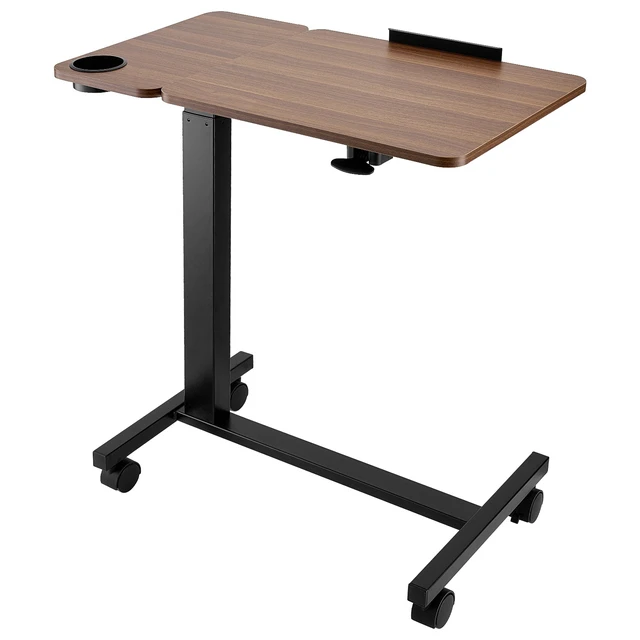 Alt view image 15 of 15 - VEVOR Overbed Table, Mobile Bed Side Table with Flip Desktop and 4 Wheels, Height & Angle Adjustable Rolling Laptop Desk with Cup Holder, Portable Over Bed Desk for Home, Office, Study, Wood + Black
