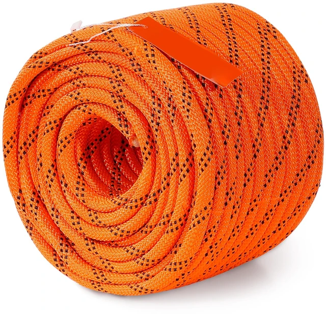 Alt view image 10 of 10 - Dual-Weave Polyester Cord, 3/8 inch by 120 feet, 48-Strand, 4000 Pound Tensile Strength, Multi-Use Rope for Arborist Activities, and Outdoor Adventures, Orange/Black