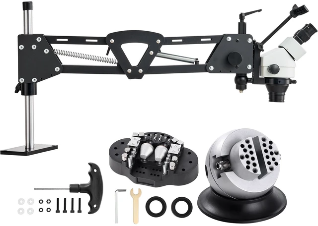 Alt view image 9 of 9 - VEVOR Multi-Directional Microscope Spring Bracket Ball Vise Ring Light 7X-45X
