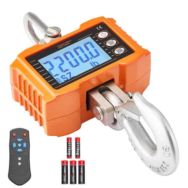 Alt view image 8 of 8 - Digital Crane Scale, 2200 lbs/1000 kg, Industrial Heavy Duty Hanging Scale with Remote Control, Cast Aluminum Case & LCD Screen, High Precision for Construction, Factory, Farm, Hunting (Orange)