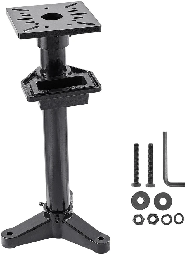 Alt view image 8 of 8 - Bench Grinder Stand, Heavy-Duty Bench Grinder and Vise Floor Pedestal with 10.6" x 10.6" Mounting Plate, Pre-Cut Mounting Slots & Water Pot, Compatible with Most Bench Grinders