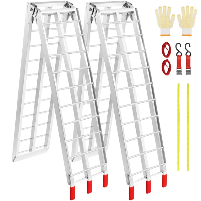 Alt view image 8 of 8 - Aluminum Ramps, 1500 lbs Folding Loading Ramps for Pickup Trucks Bed, Trailers Ramp with Load Straps for Dirt Bike, UTV, ATV, Trucks, Lawn Mowers, Snowblower, Cargo Trailer, 89"L x 12"W, 2 Pcs