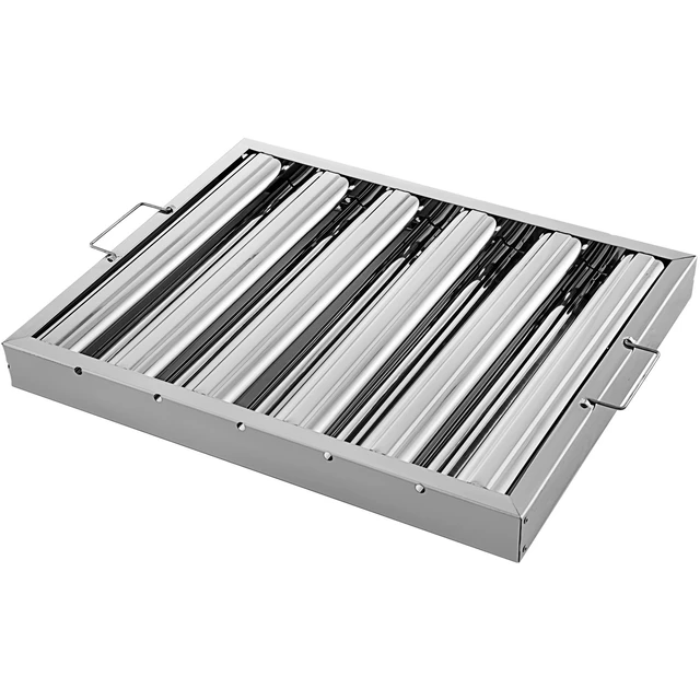Alt view image 8 of 8 - 6Pcs/Set 430 Stainless Steel Range Hood Filter With 5 Grooves Baffle Grease Filter 20 x 16 Inch For Commercial Kitchen