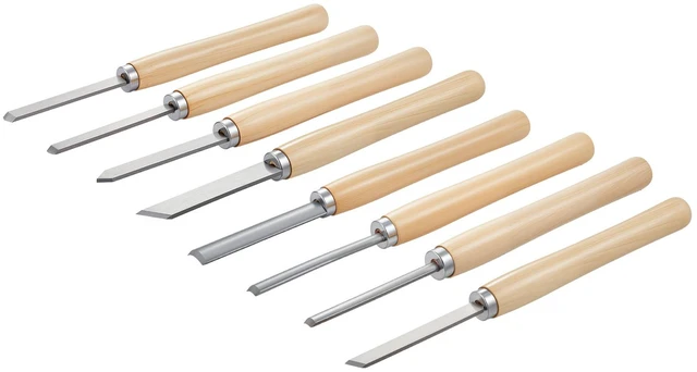 Alt view image 15 of 15 - Wood Lathe Turning Tool Set, 8PCS, Lathe Chisel Set with Carbon Steel Blade, 2 Skew, 1 Spear Point, 1 Parting, 1 Round Nose, 3 Gouge Tools, 1 Oxford Bag, for Beginners, Hobbyists, Professionals
