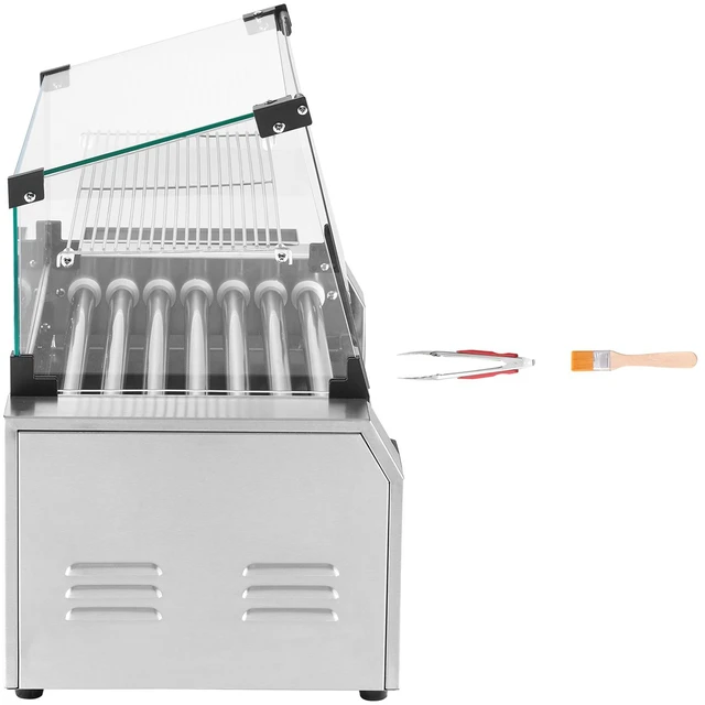 Alt view image 8 of 8 - Hot Dog Roller, 18 Hot Dog 7 Rollers, Stainless Steel Sausage Grill Cooker, 1200W Hot Dog Machine with Bun Warmer, Cover, 3 Temp Control, Side Storage Box, Oil Drip Tray, for Home & Commercial