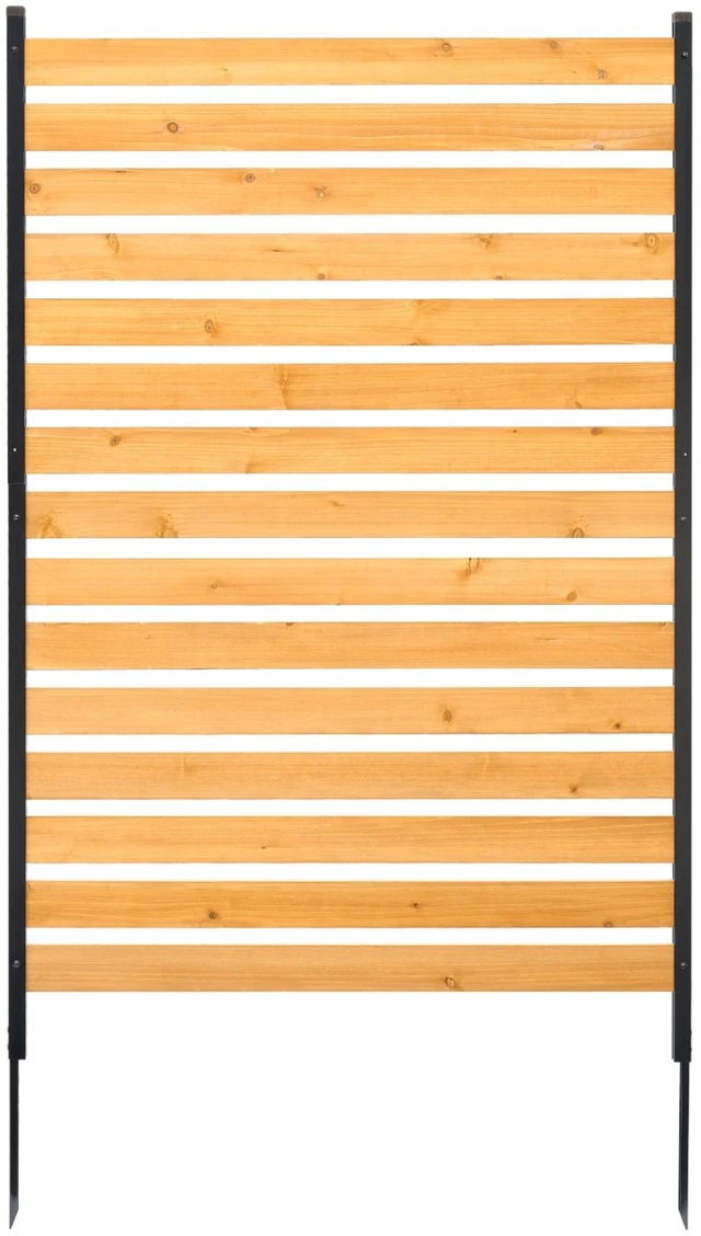 Alt view image 8 of 8 - Wood Privacy Fence, 39" W x 61" L, 1-Panel Air Conditioner Fence Screen, Pool Equipment Enclosure with Metal Stakes, Easy DIY Installation, Outdoor Trash Can Hider for Garden Decoration