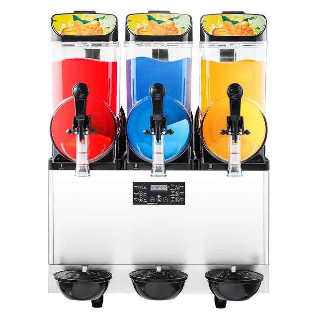 Alt view image 8 of 8 - Commercial Frozen Drink Maker, 15Lx3 Triple Tank Slushy Machine, 180 Cups Stainless Steel Margarita Smoothie Frozen Drink Machine, Slushie Maker for Home Party Restaurants Cafe Bars