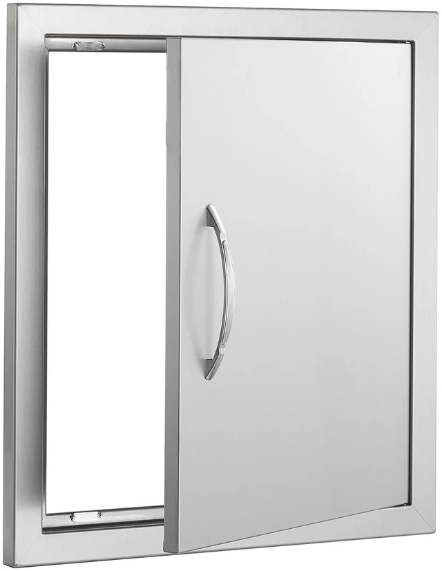 Alt view image 8 of 8 - VEVOR BBQ Access Door, 18W x 20H Inch Single Outdoor Kitchen Door, Stainless Steel Flush Mount Door, Wall Vertical Door with Handle and Hook, for BBQ Island, Grilling Station, Outside Cabinet