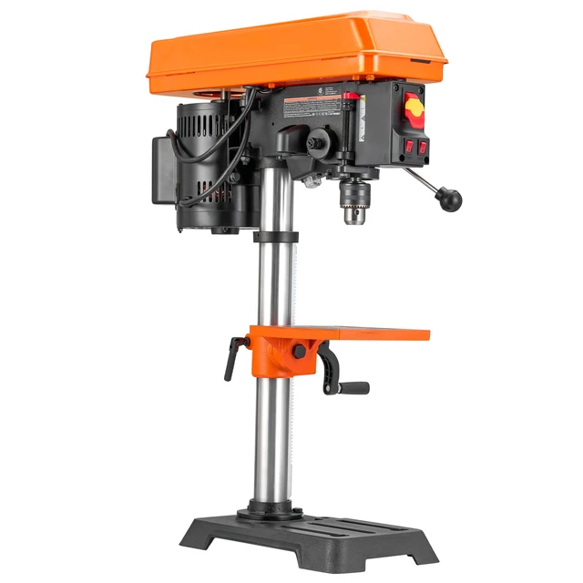 Alt view image 15 of 15 - 10 in Benchtop Drill Press, 6.2A Induction Motor, Tabletop Drilling Machine with 650 / 1050 / 1800 / 2350 / 3100 RPM Adjustable Speed, 0-45° Tilting Worktable, LED Work Light, for Wood Metal