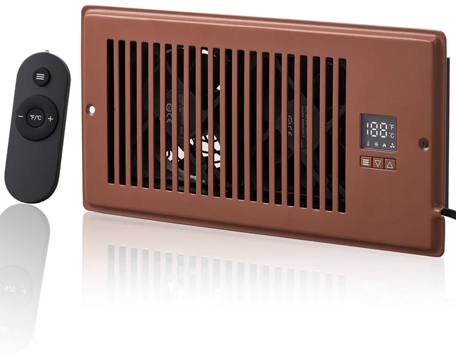 Alt view image 15 of 15 - Register Booster Fan, Quiet Vent Booster Fan Fits 4 x 10 Register Holes, with Remote Control and Thermostat Control, Adjustable Speed for Heating Cooling Smart Vent, Brown