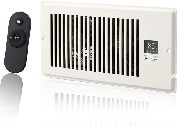 Alt view image 15 of 15 - Register Booster Fan, Quiet Vent Booster Fan Fits 4 x 10 Register Holes, with Remote Control and Thermostat Control, Adjustable Speed for Heating Cooling Smart Vent, White