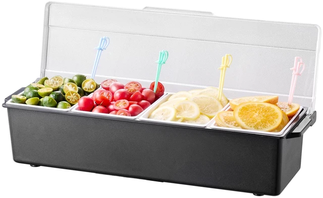 Alt view image 9 of 9 - Chilled Condiment Server 4 Compartment Cold Serving Tray with Lid for Fruit