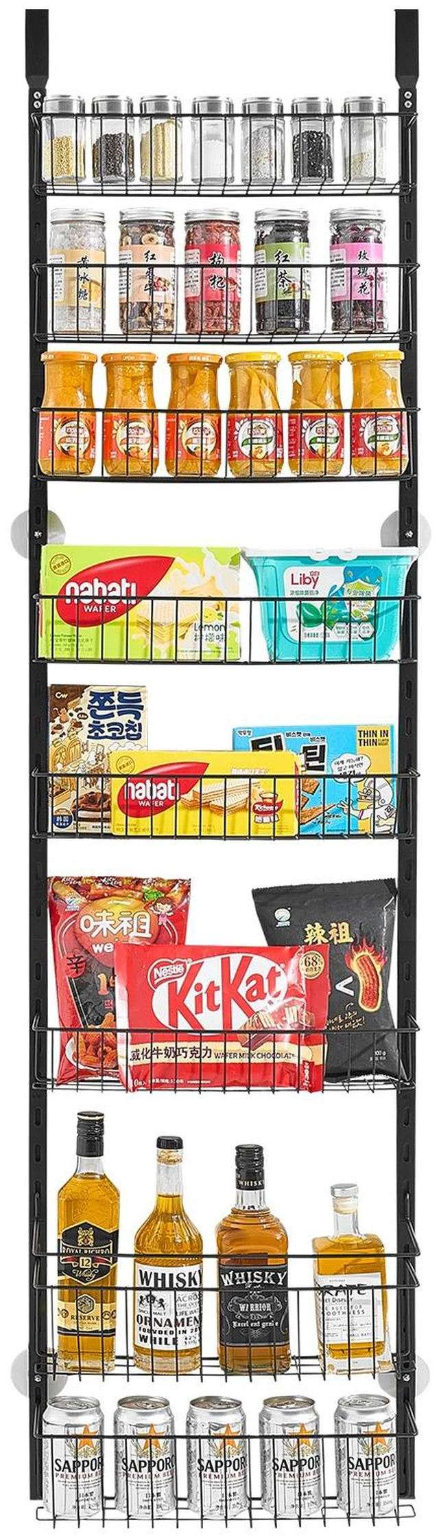 Alt view image 16 of 16 - VEVOR 8-Tier Over the Door Pantry Organizer Hanging Storage Rack Adjustable Kitchen