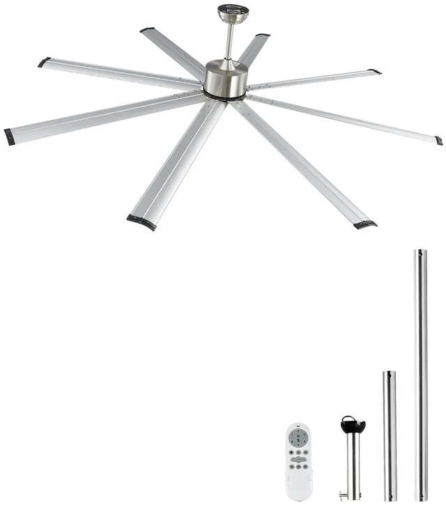 Alt view image 8 of 8 - 84 In Ceiling Fan without Light, 6-Speed Remote Control, Aluminum 8-Blade, Reversible DC Motor, Modern Low Profile Flush Mount Fan for Bedroom, Living Room, Patio, Indoor/Outdoor, Brushed Nickel