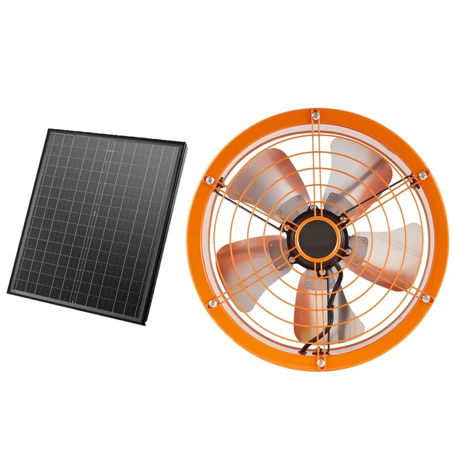 Alt view image 8 of 8 - Gable Mount Fan, 14 Inch Solar Power Attic Exhaust Fan with Adjustable Thermostat & Outer Mesh, 1300 CFM House Ventilator Cool Upto 1850 Sq.Ft, Quiet Ventilation for Roof, Garage, Shop, Black