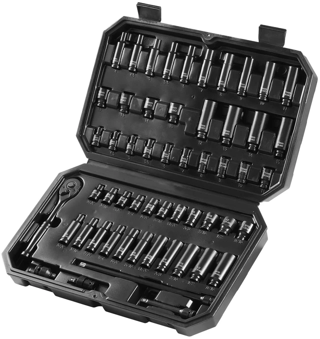 Alt view image 16 of 16 - VEVOR Impact Sockets Set 55pcs 6-Point 1/4" Drive Bit Ratchet Tool Kit Case