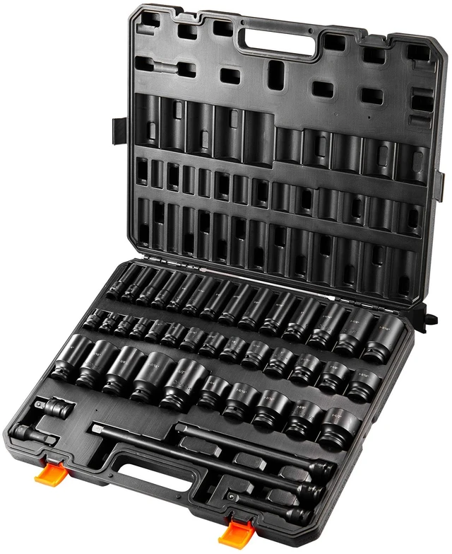 Alt view image 9 of 15 - VEVOR Impact Sockets Set 43pcs 6-Point 1/2in Drive Bit Ratchet Tool Kit Case