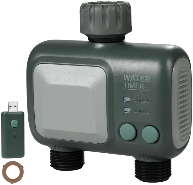 Alt view image 10 of 10 - WiFi Sprinkler Timer, 2 Outlets, Smart Hose Faucet Water Timer with Brass Inlet, APP Control via 2.4Ghz WiFi or Bluetooth, Voice Control with Alexa and Google Assistant, IPX6 for Yard Watering