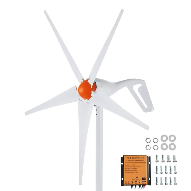 Alt view image 16 of 16 - 500W Wind Turbine Generator, 12V Wind Turbine Kit, 5-Blade Wind Power Generator with MPPT Controller, Adjustable Windward Direction & 2.5m/s Start Wind Speed, Suitable for Home, Farm, RVs, Boats