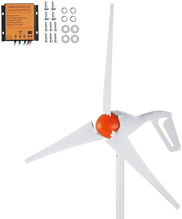 Alt view image 15 of 15 - 500W Wind Turbine Generator, 12V Wind Turbine Kit, 3-Blade Wind Power Generator with MPPT Controller, Adjustable Windward Direction & 2.5m/s Start Wind Speed, Suitable for Home, Farm, RVs, Boats
