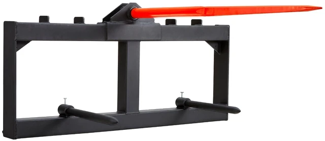 Alt view image 15 of 15 - 49" Hay Spear, Bale Spears 1600lbs Loading Capacity, Skid Steer Loader Tractor Attachment with 2pcs 17.5" Stabilizer Spears, Quick Attach Spike Forks
