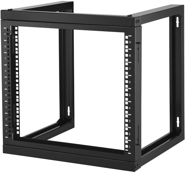 Alt view image 8 of 8 - VEVOR 9U Wall Mount Rack, 150 lbs/68.04 kg Max Load Capacity, Open Frame Server Network Rack with Cage Nuts Screws, Carbon Steel 20.9 x 17.7 x 20.5" for 19"/482.6 mm AV & Server IT Equipment, Black