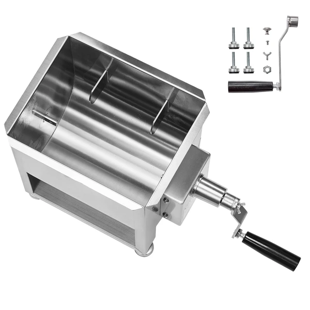 Alt view image 8 of 8 - Manual Meat Mixer, 15L Fixed Tank Meat Processing Equipment(Mixing Max 15LBS for Meat), Stainless Steel Meat Mixer, Sausage Mixer Machine with Lid Handle Gear Reducer, Ground Beef Hand Mixer